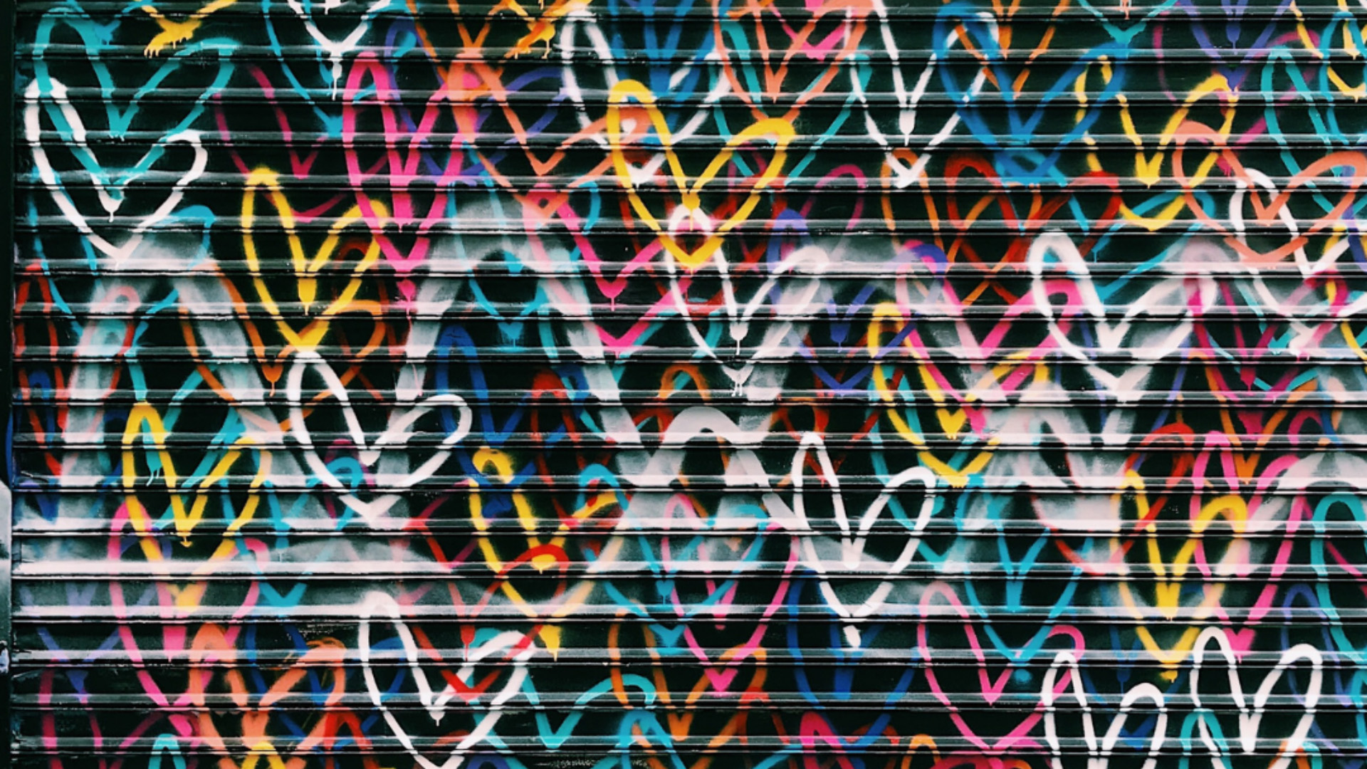 Graffiti hearts on a wall