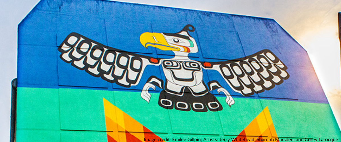 an Indigenous mural painted on a wall